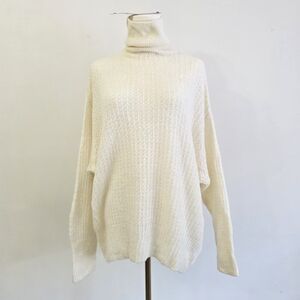 Zara Cream Ribbed Turtleneck Sweater